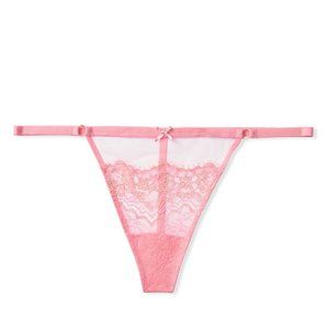 V-String Very Sexy Thong Panty Satin Lace Pink Medium